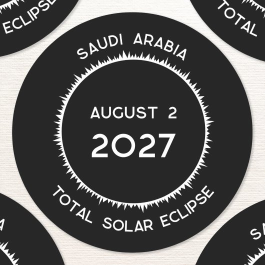 Totale Zonsverduistering 2027 Saoedi-Arabië Ronde Sticker