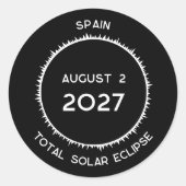 Totale Zonsverduistering 2027 Spanje Ronde Sticker (Voorkant)