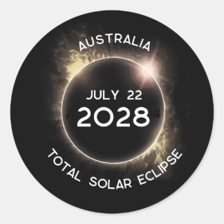 Totale Zonsverduistering 2028 Australië Ronde Sticker