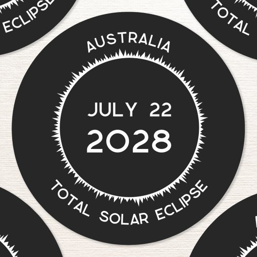 Totale Zonsverduistering 2028 Australië Ronde Sticker