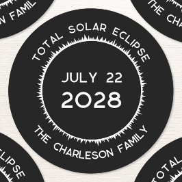 Totale Zonsverduistering 2028 Gepersonaliseerd Ronde Sticker