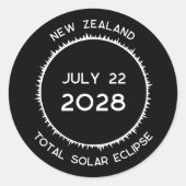 Totale Zonsverduistering 2028 Nieuw-Zeeland Ronde Sticker (Voorkant)