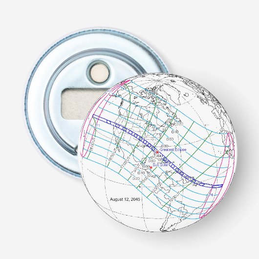 Totale Zonsverduistering 2045 Global Path Button Flesopener (Voorkant)