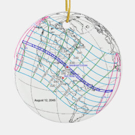 Totale Zonsverduistering 2045 Global Path Keramisch Ornament