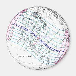 Totale Zonsverduistering 2045 Global Path Magneet