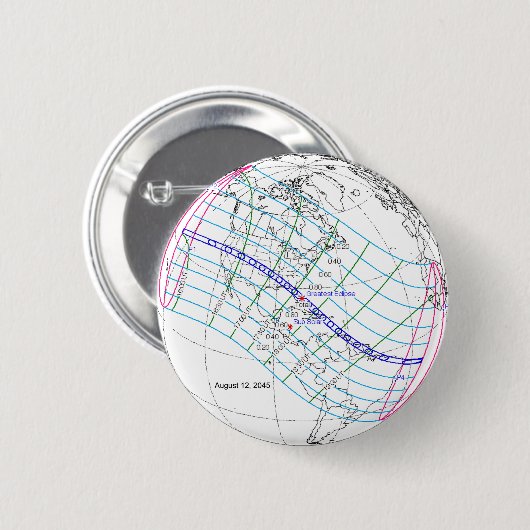 Totale Zonsverduistering 2045 Global Path Ronde Button 5,7 Cm (Voorkant /achterkant)