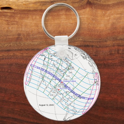 Totale Zonsverduistering 2045 Global Path Sleutelhanger (Voorkant)