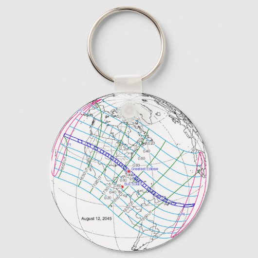Totale Zonsverduistering 2045 Global Path Sleutelhanger (Achterkant)