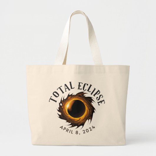 Totale Zonsverduistering 24 April, 2024 Grote Tote Bag (Voorkant)