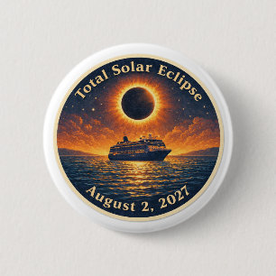 Totale zonsverduistering 2 augustus 2027 cruisesch ronde button 5,7 cm