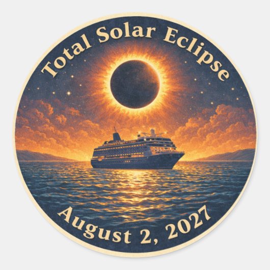 Totale zonsverduistering 2 augustus 2027 cruisesch ronde sticker (Voorkant)