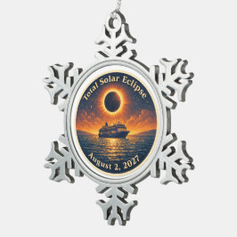 Totale zonsverduistering 2 augustus 2027 cruisesch tin sneeuwvlok ornament
