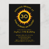 Totale Zonsverduistering 4.8.2024 30e Verjaardagsf Uitnodiging Briefkaart (Voorkant)