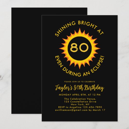 Totale Zonsverduistering 4.8.2024 80ste Verjaardag Kaart (Voorkant / Achterkant)