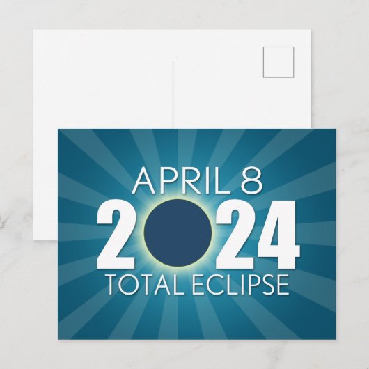 Totale zonsverduistering - 8 april 2024 - Blauw on Briefkaart (Voorkant / Achterkant)