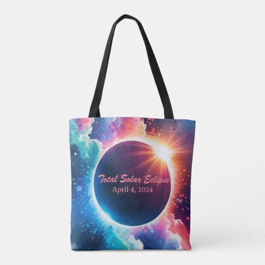 Totale Zonsverduistering 8 april 2024 Herdenking Tote Bag (Achterkant)