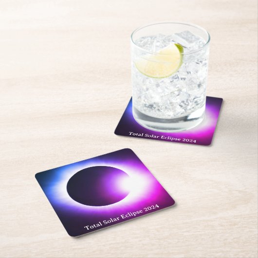 Totale zonsverduistering 8 april 2024 maanzon kartonnen onderzetters (Insitu)