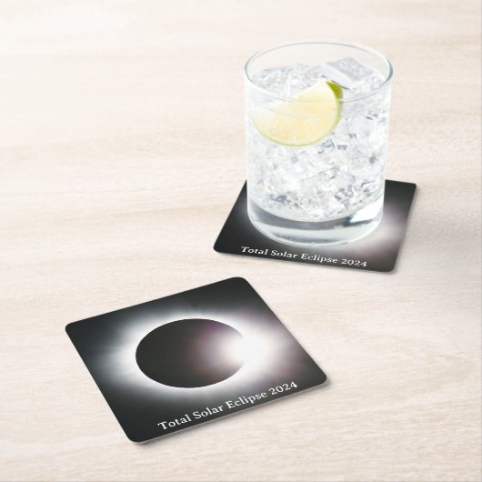 Totale zonsverduistering 8 april 2024 maanzon kartonnen onderzetters (Insitu)