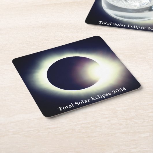 Totale zonsverduistering 8 april 2024 maanzon kartonnen onderzetters (Schuin)