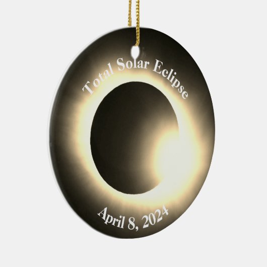 Totale zonsverduistering 8 april 2024 maanzon keramisch ornament (Rechts)