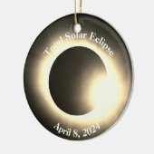 Totale zonsverduistering 8 april 2024 maanzon keramisch ornament (Links)