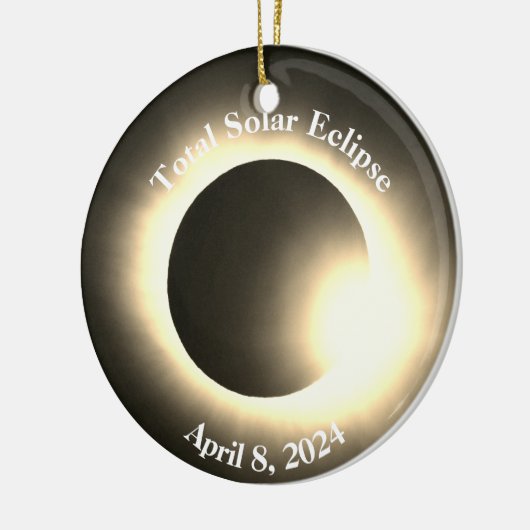 Totale zonsverduistering 8 april 2024 maanzon keramisch ornament (Links)