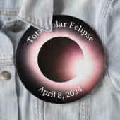 Totale zonsverduistering 8 april 2024 maanzon ronde button 6,0 cm (In situ)