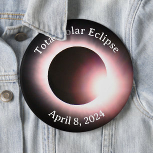Totale zonsverduistering 8 april 2024 maanzon ronde button 6,0 cm