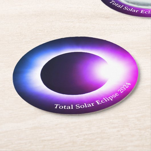 Totale zonsverduistering 8 april 2024 maanzon ronde kartonnen onderzetter (Gebogen)