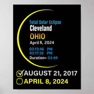 Totale Zonsverduistering 8 april 2024 Ohio Clevela Poster