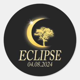 Totale Zonsverduistering 8 april 2024 Verduisterin Ronde Sticker