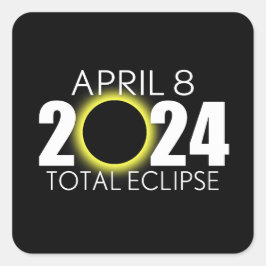 Totale zonsverduistering - 8 april 2024 - Zwart De Vierkante Sticker