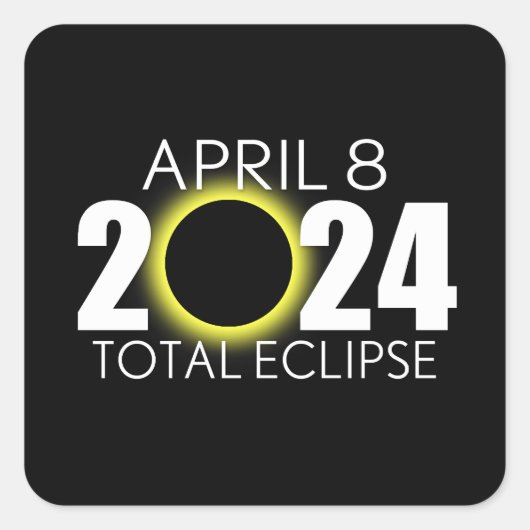 Totale zonsverduistering - 8 april 2024 - Zwart De Vierkante Sticker (Voorkant)