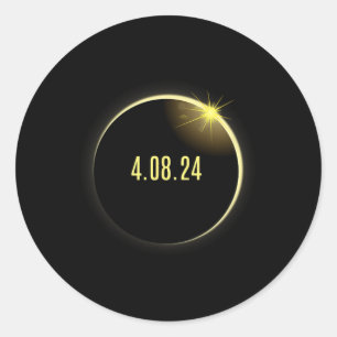 Totale Zonsverduistering Amerika Lente 4.08.24 Ronde Sticker