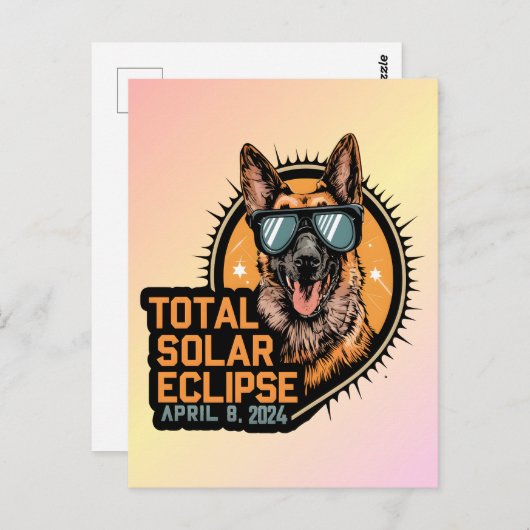 Totale Zonsverduistering April 2024 Duitse Herder Briefkaart (Voorkant / Achterkant)