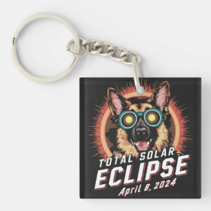 Totale Zonsverduistering April 2024 Duitse Herder  Sleutelhanger