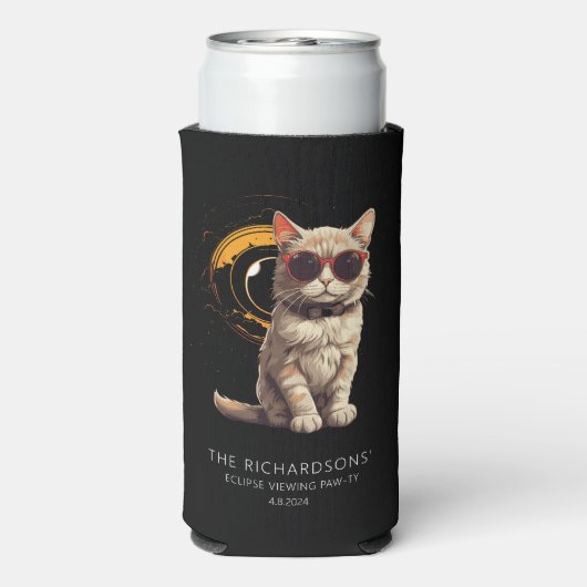 Totale Zonsverduistering April 2024 Leuke Kat in B Seltzer Blikjeskoeler (Seltzer Achterkant)