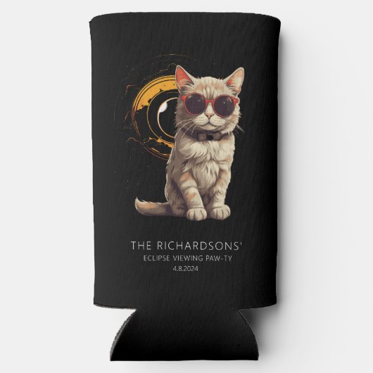 Totale Zonsverduistering April 2024 Leuke Kat in B Seltzer Blikjeskoeler (Achterkant)