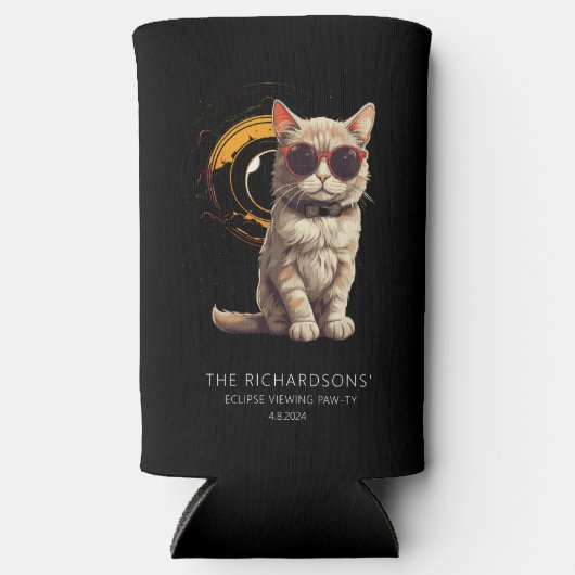 Totale Zonsverduistering April 2024 Leuke Kat in B Seltzer Blikjeskoeler (Voorkant)