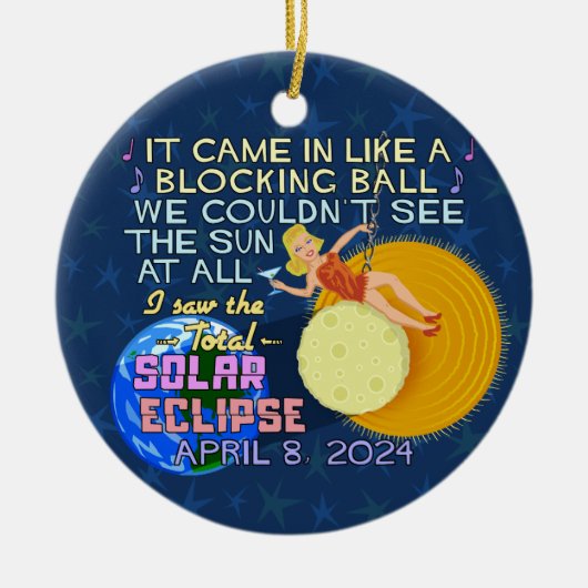 Totale Zonsverduistering April 8 2024 American Fun Keramisch Ornament (Voorkant)
