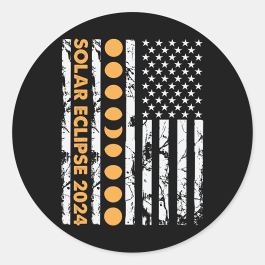 Totale Zonsverduistering April 8 2024 Amerikaans Ronde Sticker (Voorkant)