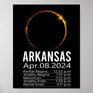 Totale Zonsverduistering April 8 2024 Arkansas Sch Poster