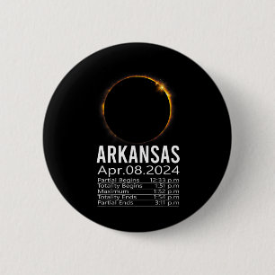 Totale Zonsverduistering April 8 2024 Arkansas Sch Ronde Button 5,7 Cm