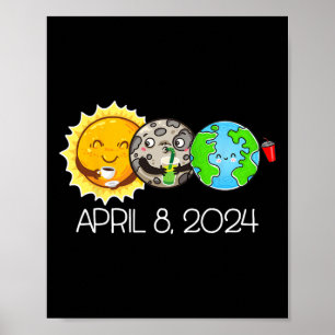 Totale zonsverduistering april 8 2024 Moon Astrono Poster