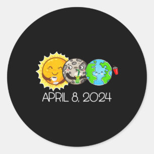 Totale zonsverduistering april 8 2024 Moon Astrono Ronde Sticker