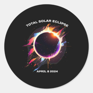 Totale Zonsverduistering April 8 2024 Totaal Souve Ronde Sticker