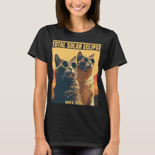 Totale Zonsverduistering April 8 Verduistering Kat T-shirt