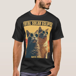 Totale Zonsverduistering April 8 Verduistering Kat T-shirt