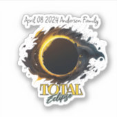 Totale Zonsverduistering April 8th 2024 Familienaa Sticker (Voorkant)