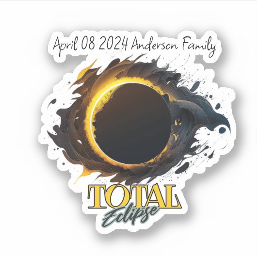 Totale Zonsverduistering April 8th 2024 Familienaa Sticker (Voorkant)